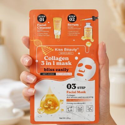 Set 3 en 1: Mascarilla + Limpiador Facial + Sérum de Colágeno