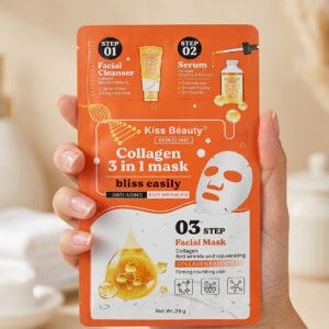 Set 3 en 1: Mascarilla + Limpiador Facial + Sérum de Colágeno